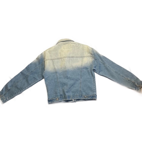 Forever 21 Los Angeles size small blue ombré oversized denim faded jean jacket - Picture 3 of 11